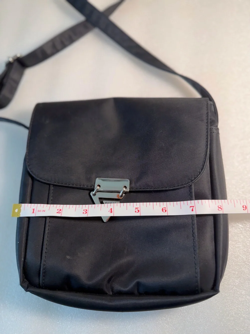 Guess Black Crossbody Messenger Bag with Silver Hardware